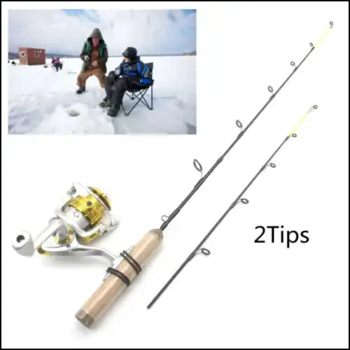 Ice Fishing Rod + Reel Combo 2 Tips Carbon - 65cm